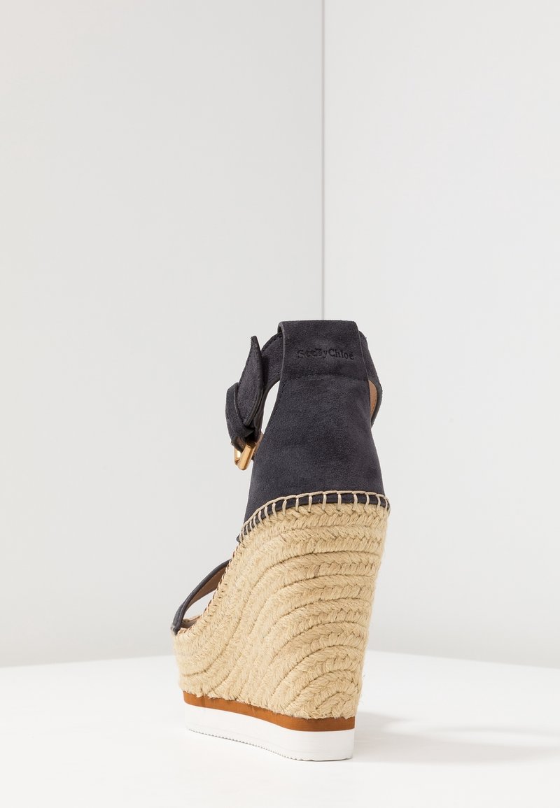 Sandales Compensées Chloé En Cuir Bleu Océan Pointure 37.5 - Occasion