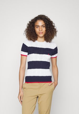 SHORT SLEEVE - Triko s potiskem - white/hunter navy
