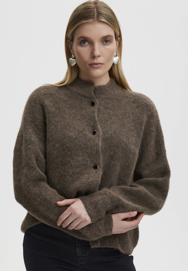 ALPHA CARDIGAN - Cardigan - dark sand melange