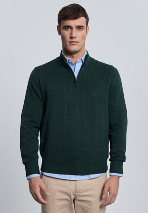 VALECUATRO, JERSEY MEDIA CREMALLERA - Jersey de punto - verde oscuro