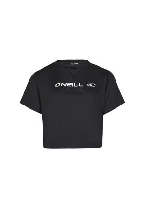 T-shirt court noir à manches courtes avec le logo blanc "O'NEILL" et un symbole de vague placé au centre de la poitrine.