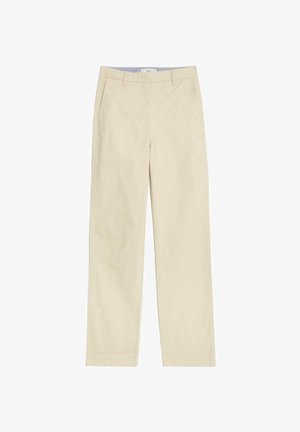 Beige Baumwollhosen mit geradem Bein, ausgestattet mit seitlichen Taschen und einem klassischen Taillenbund für einen klaren Look.