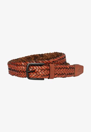 Gevlochten riem - cognac