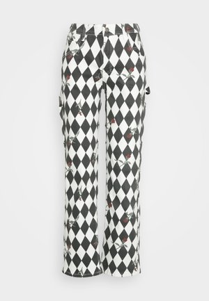 Guess Originals GO ROSE DIAMOND CARPENTER PANT - Relaxed fit -farkut - jet black multi