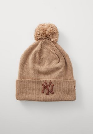 METALLIC BOBBLE BEANIE - Bonnet - beige
