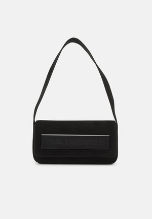 KARL LAGERFELD IKON K MEDIUM FLAP SUEDE - Handtasche - black