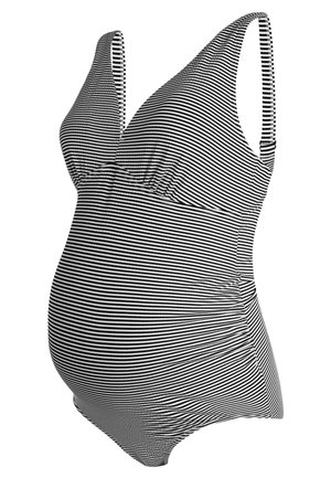 JoJo Maman Bébé MATERNITY STRIPE TEXTURED V-NECK - Costume da bagno - black