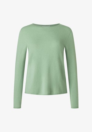 Lichtgroene trui met lange mouwen gemaakt van zacht materiaal. Voorzien van een ronde hals en een comfortabele pasvorm met minimale naden.