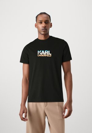KARL LAGERFELD CREWNECK - Nyomott mintás póló - black