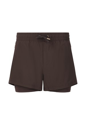 Shorts deportivos marrones con cinturilla elástica y forro interior. Incluye un cordón y bolsillos laterales para mayor funcionalidad.