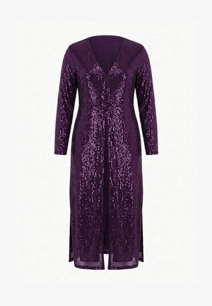 Ulla Popken, LONG SEQUINED JACKET - Manteau classique - dark grape