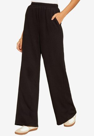 TEXTURED WIDE LEG WITH ELASTICATED WAIST - Pantaloni - black