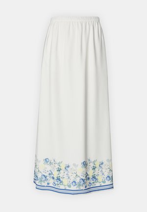 Abercrombie & Fitch, FLOWY TIE WAIST SKIRT - Μάξι φούστα - white/blue