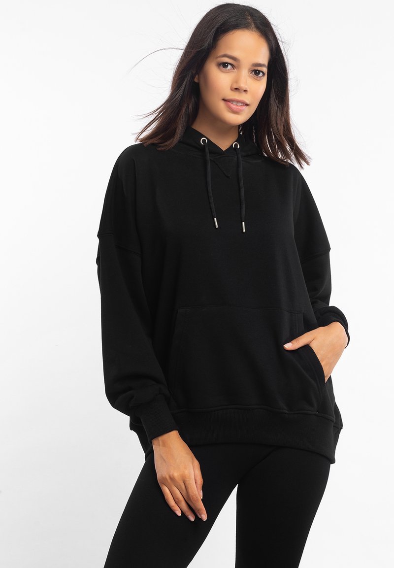Damen Sweatshirts | Tom Barron Kapuzenpullover schwarz - BD23052 Damen Sweatshirts | Tom Barron Kapuzenpullover schwarz - BD23052
