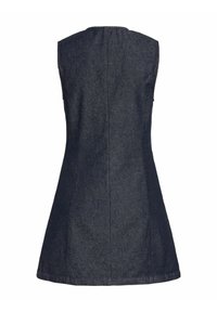 Tumehall varrukateta A-lõikeline kleit õmbluse detaljidega, nähtav tagant valgel taustal.