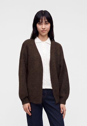 VILA, VILAMPE OPEN CARDIGAN - Chaqueta de punto - coffee bean