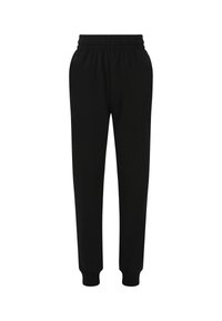 Schwarze Jogginghose aus weichem Baumwollmaterial. Verfügt über einen elastischen Bund und gerippte Bündchen, mit seitlichen Taschen für zusätzlichen Komfort.