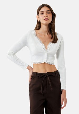 V-NECK CROP  - Camiseta de manga larga - beige