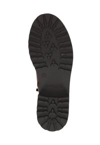 Semelle de chaussure en caoutchouc noir avec un motif de semelle résistant. Forme arrondie, marquée de la taille 37 et d'un logo. Surface texturée pour une meilleure adhérence et durabilité.