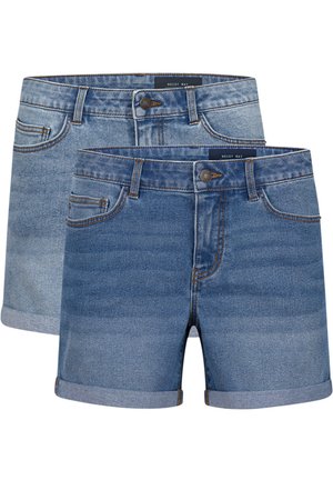 BELUCKY 2 PACK - Jeans Shorts - light blue medium blue