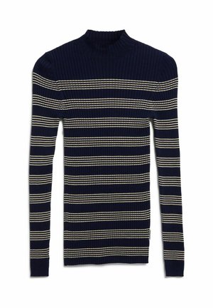 ARMEDANGELS, ALAANIA STRIPED KNIT SWEATER - Strickpullover - tinted navy golden hay
