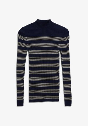 ARMEDANGELS, ALAANIA STRIPED KNIT SWEATER - Strickpullover - tinted navy golden hay