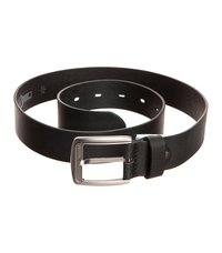 Fekete bőrszíj ezüst fém csattal. Lapos kialakítás, sima felület, több állítási lyukkal rendelkezik a méret sokoldalúsága érdekében.