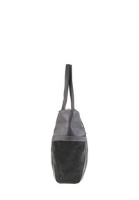 Borsa tote in pelle e nubuck di colore grigio, con una parte superiore testurizzata e una parte inferiore liscia. Due manici coordinati per il trasporto, senza accenti esterni visibili.