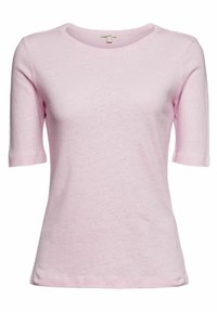 Růžové tričko s krátkým rukávem vyrobené z měkké látky. Disponuje kulatým výstřihem a slim fit střihem, má hladký povrch a minimální švy.