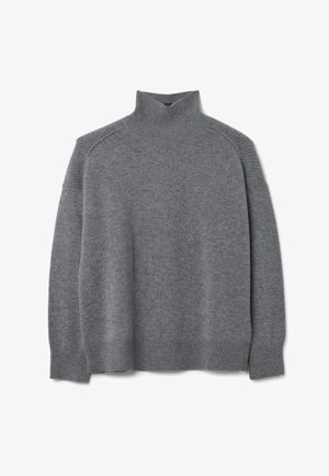Maglione grigio a collo alto realizzato in morbido materiale a maglia, con colletto, polsini e orlo a costine, una vestibilità rilassata e maniche raglan.
