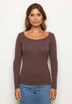 BASIC A MANICHE LUNGHE - Top s dlouhým rukávem - brown plain