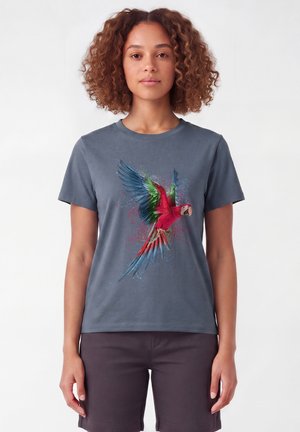 watapparel, PAPAGEI - Print T-shirt - blue grey