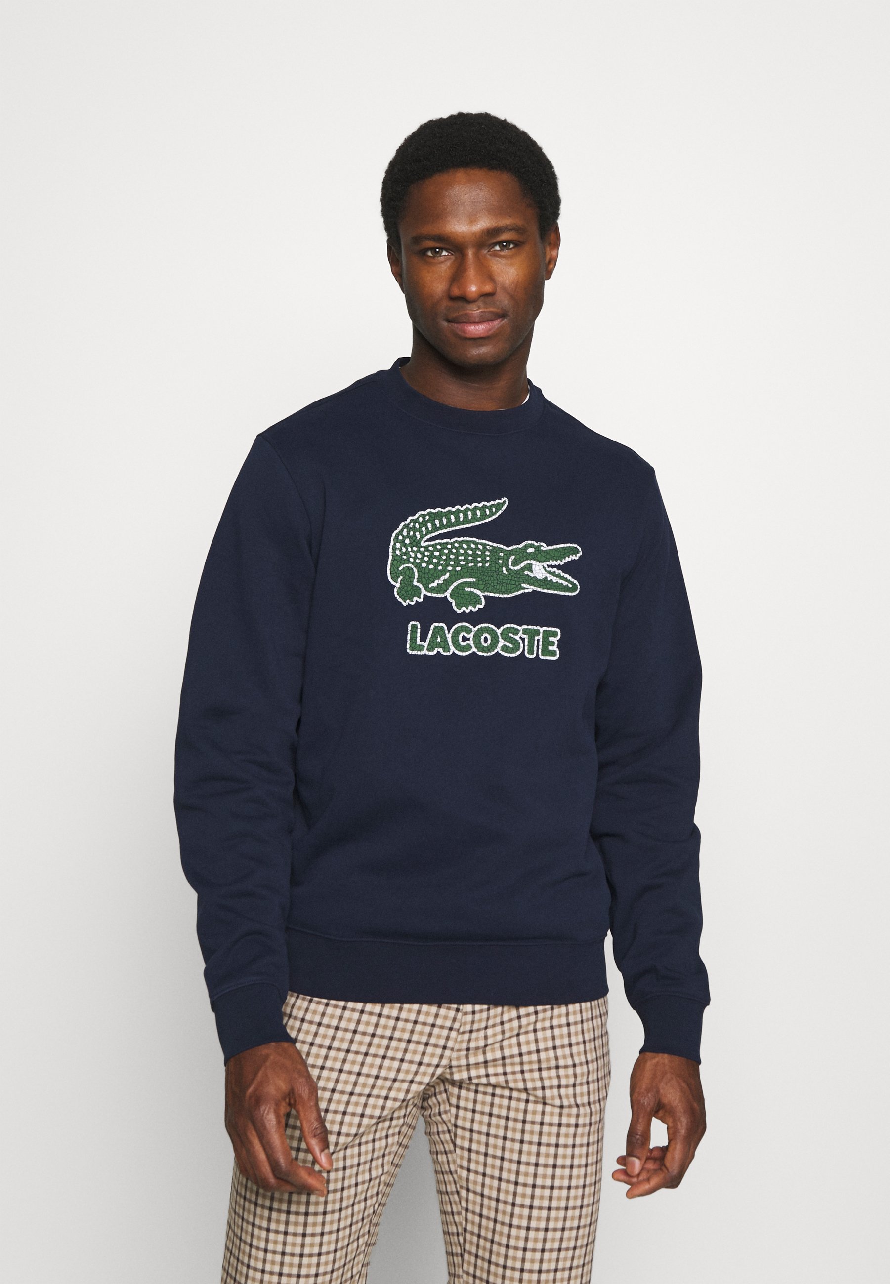 navy blue lacoste sweatshirt