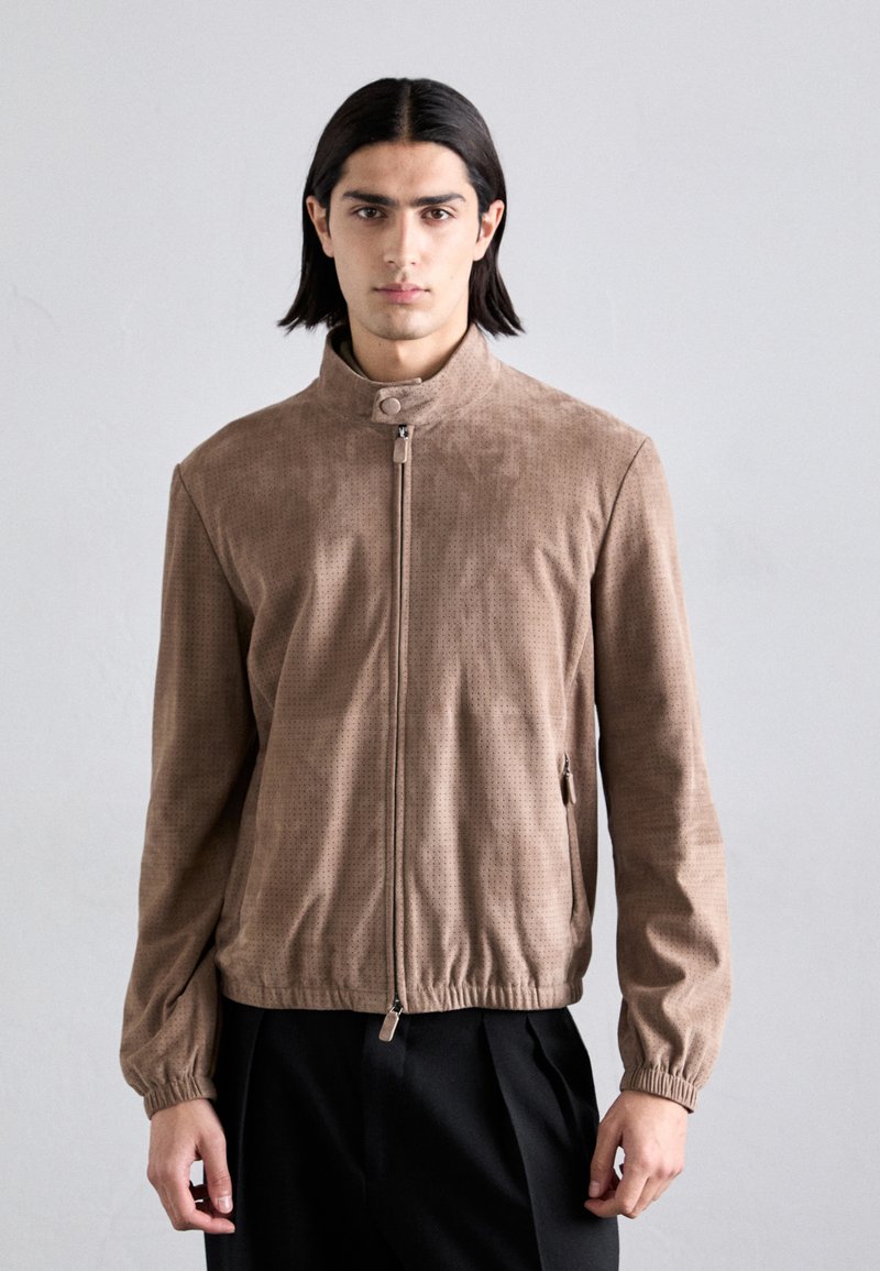 Emporio Armani - BLOUSON JACKET - Veste en cuir - light brown, Agrandir