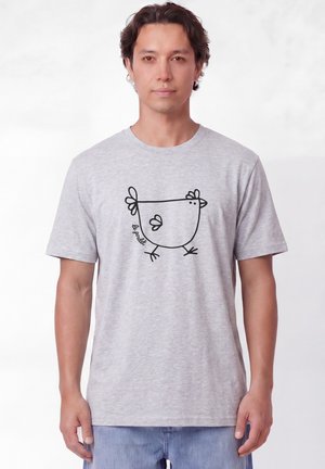 watapparel, LE POULET - DAS HUHN UNISEX - T-Shirt print - cool heather grey