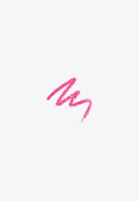 Bright pink lipstick smear with a zigzag pattern on a plain white background.