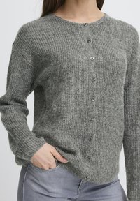 ICHI KAMARA - Vesta na kopčanje - dark grey melange