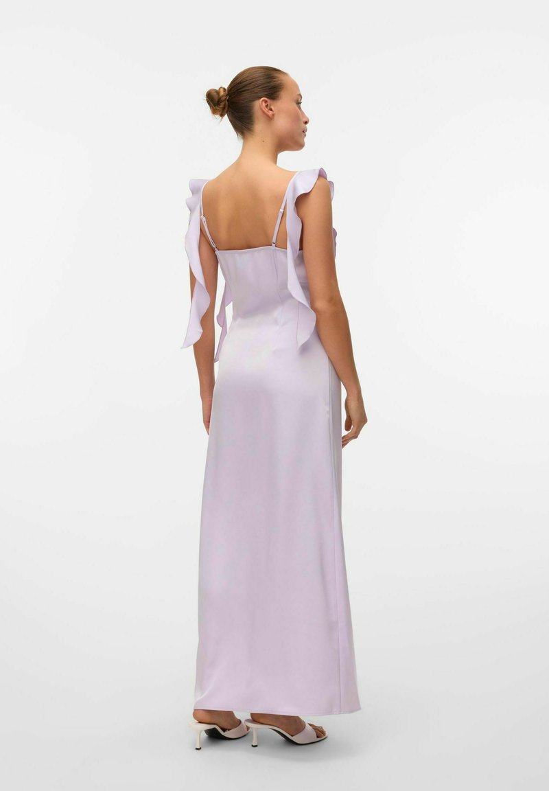 strapless open back dress Pavea chiffon cocktail dress with feathers in pastel colours main image 0