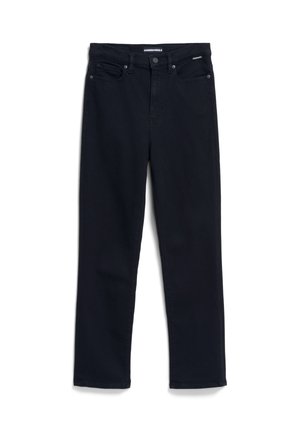 Zwarte denim jeans met een recht gesneden pijp. Voorzien van vijf zakken, een knoop- en ritssluiting, en een nette afwerking zonder slijtage.