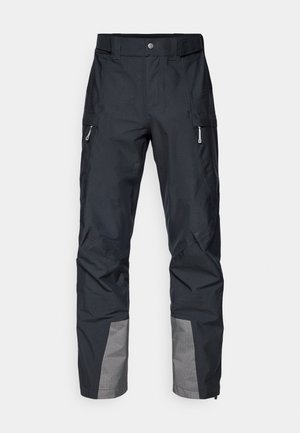 Must ootelised tumedad püksid sirge lõikega, külgpockets, hallid aktsendid alumiste sääreosas ning vastupidav kangas. Veekindel disain.