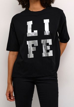Kaffe T-Shirt print - mottled black