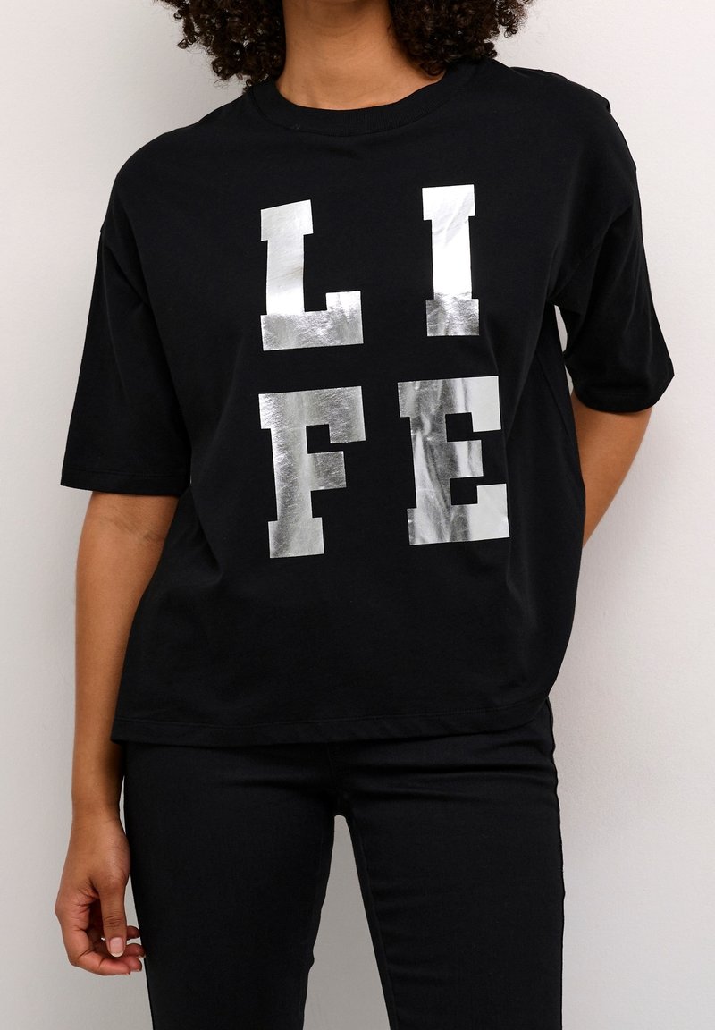 Kaffe T-shirt imprimé - mottled black