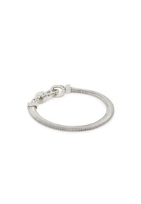 Bracciale in argento con un design flessibile e rigato. Caratterizzato da una chiusura rotonda sicura e un accento quadrato con una finitura lucida.