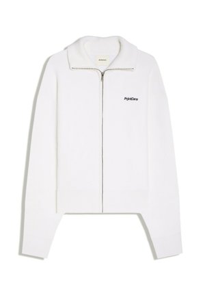 Bershka, BOXY FIT KNITTED ZIP-UP - JACKET - Gilet - white