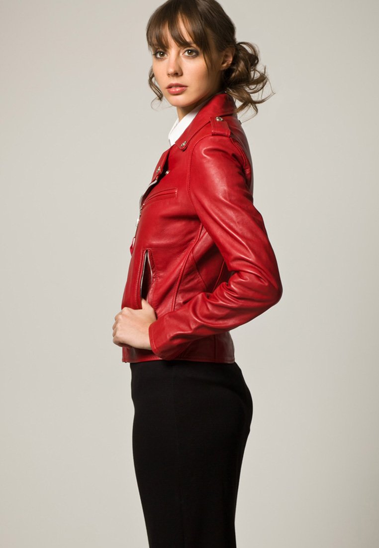 Schott Leather jacket - red - Zalando.co.uk