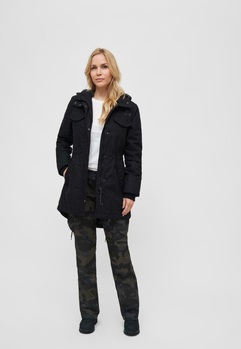 Parka Femme Brandit - Coupe American - Imperméable - 4 Poches - Capuche Amovible - Veste Intérieure