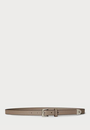 PEBBLED LEATHER SKINNY BELT - Vöö - taupe brown