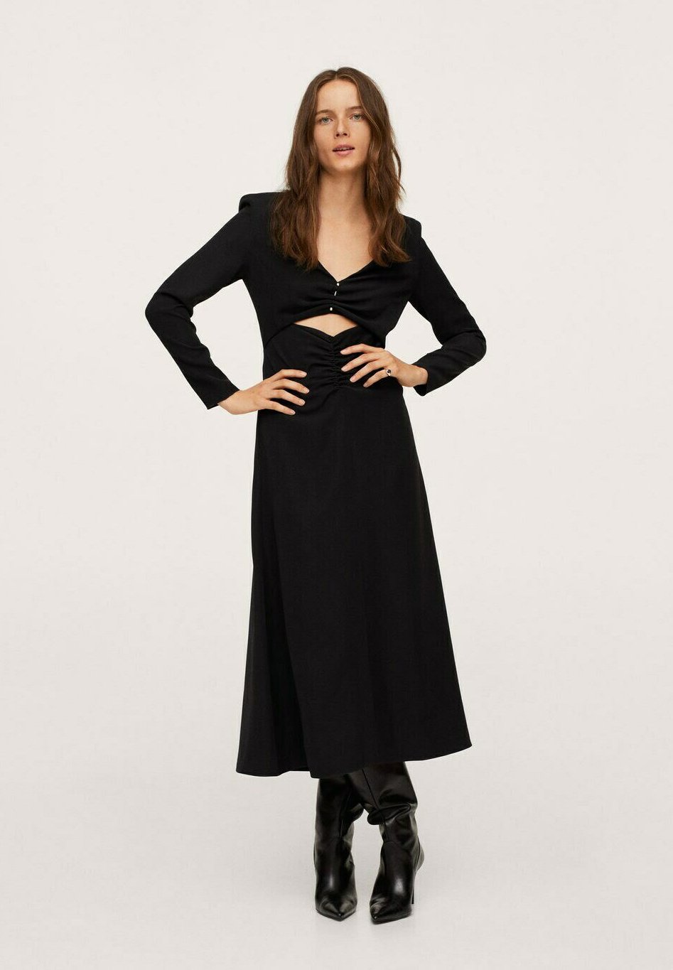 mango vestito nero lungo