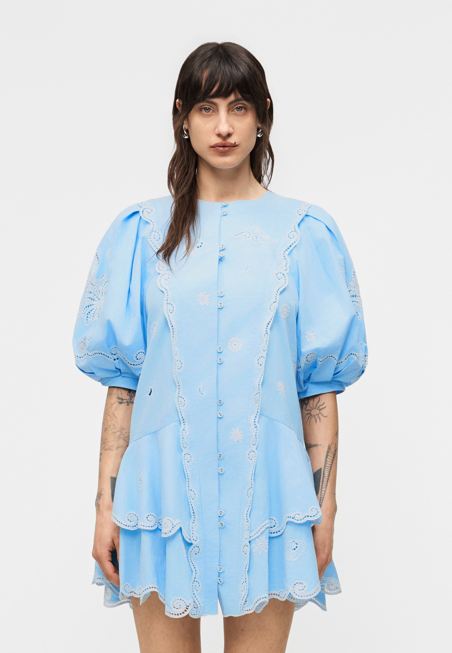 Alemais MAIZY EMBROIDERED MINI DRESS - Shirt dress - blue
