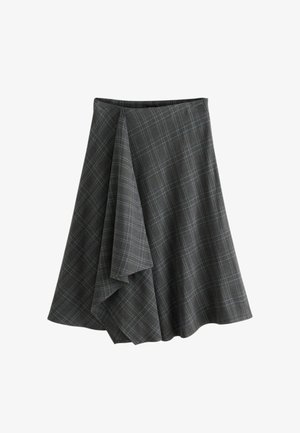 Next, CHECK ASYMMETRIC DRAPE MIDI SKIRT - Wrap skirt - grey